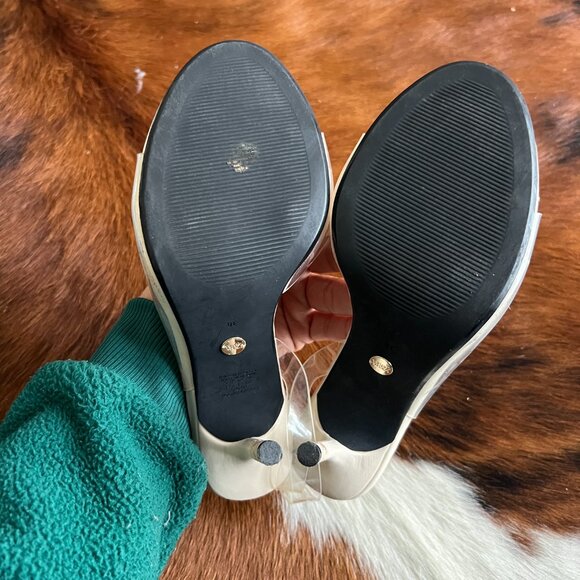 NWOT Zara Size 6 Off White High Heeled Vinyl Sandals - Picture 7 of 8